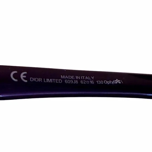 CHRISTIAN DIOR Limited Edition 609-J8 Purple Sun Crystal Silver Gems SUNGLASSES - Picture 12 of 13